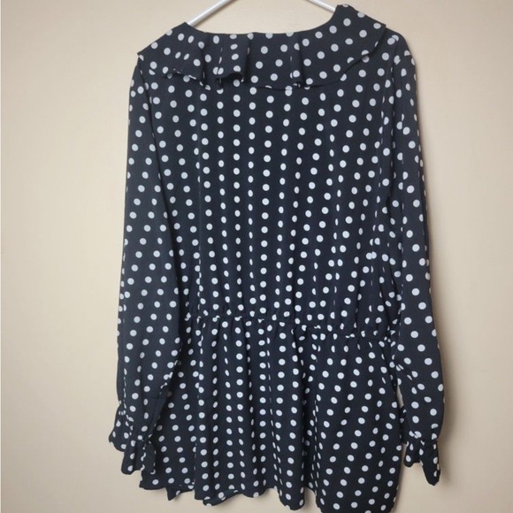 Lane Bryant Polka Dot Long Sleeve Blouse Sz 24 - Picture 9 of 11